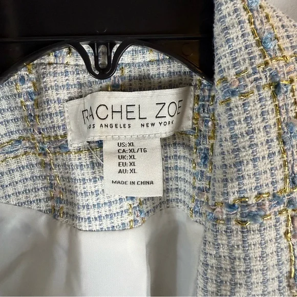 Rachel Zoe tweed blazer size: XL white and blue color With Gold Button - Picture 7 of 13